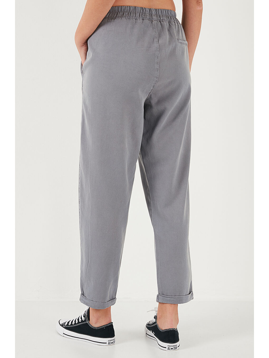 Gri Slim Fit Normal Bel Boru Paça Pantolon 668Yp5372-5