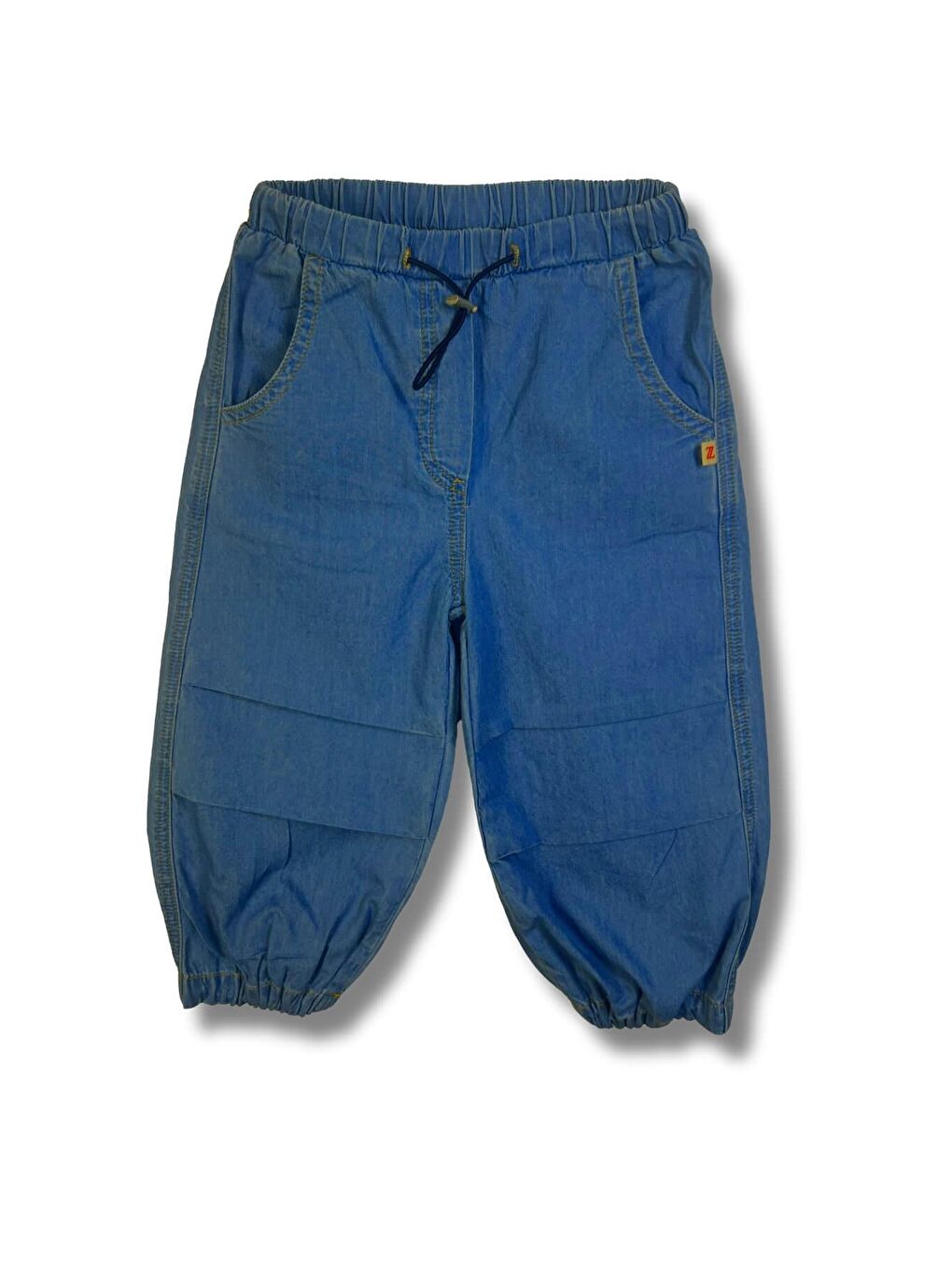 Unisex Çocuk Denim Kargo Pantolon - İndigo