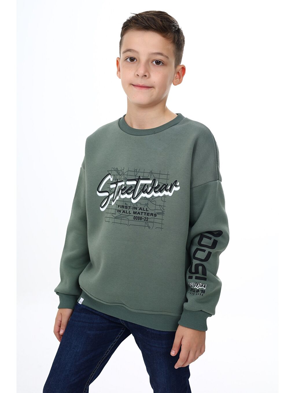 Toontoykids Yeşil Erkek Çocuk Baskılı Sweatshirt