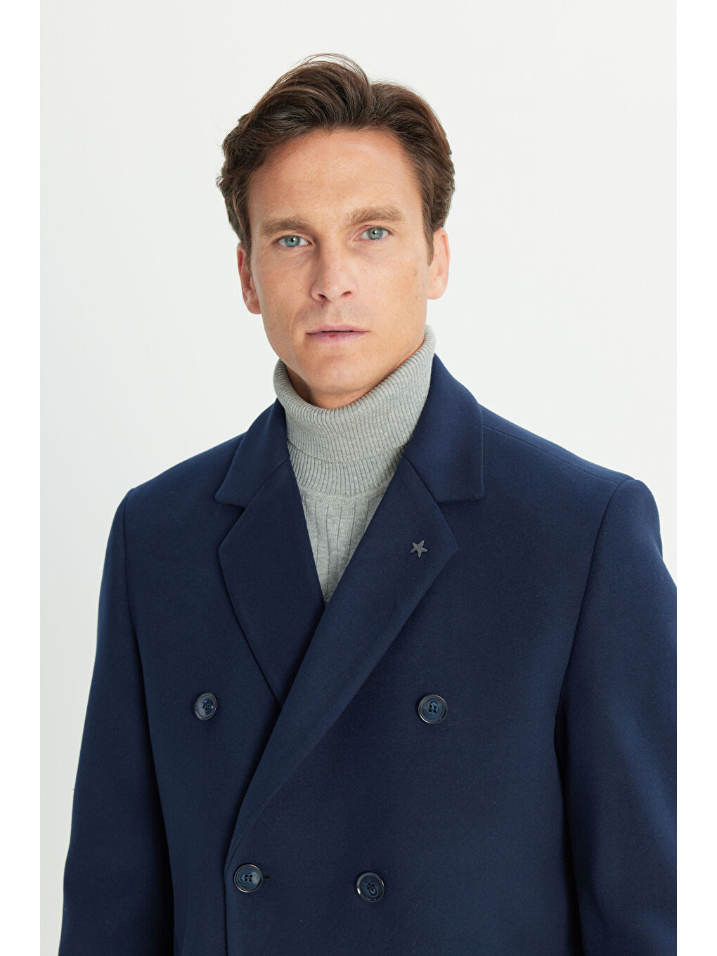 Erkek Lacivert Sıcak Tutan Standart Fit Normal Kesim Kaban-3