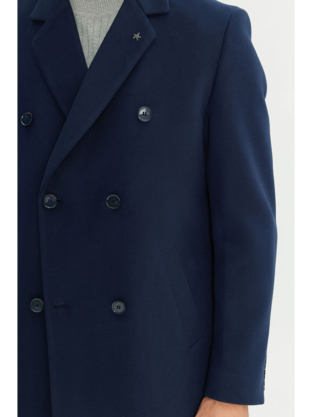 Erkek Lacivert Sıcak Tutan Standart Fit Normal Kesim Kaban-4