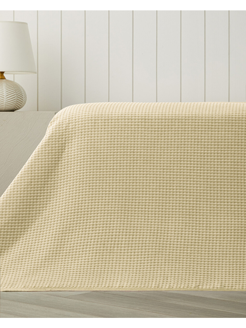 Modern Grid Tek Kişilik Pike 150x220 Cm Sarı-2