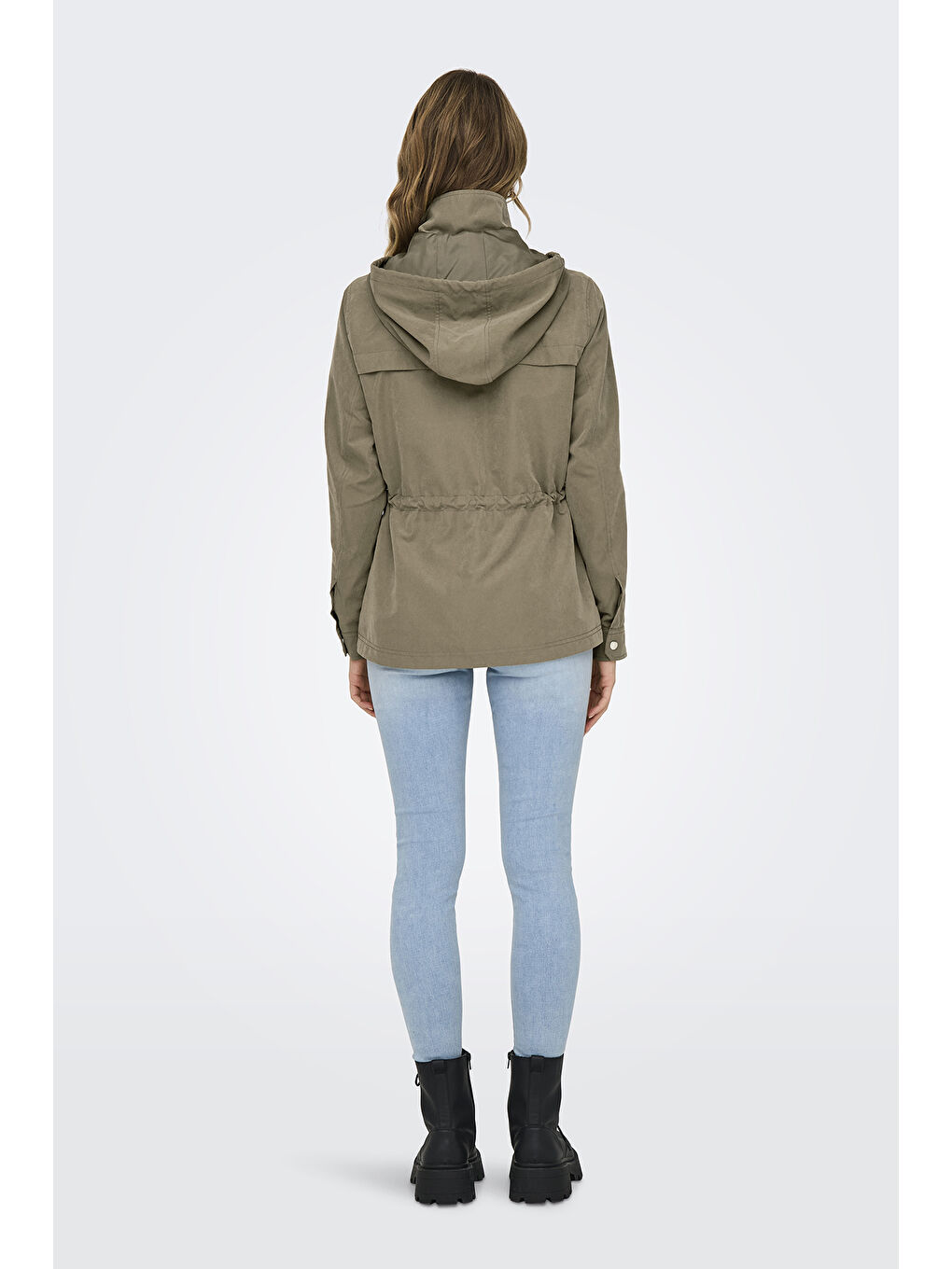 Yeşil Onlnewstarline Regular Fit Kapüşonlu Cepli Mevsimlik Kadın Mont 15218612-3