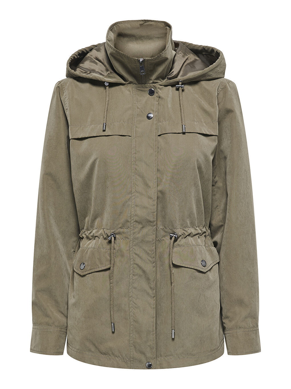 Yeşil Onlnewstarline Regular Fit Kapüşonlu Cepli Mevsimlik Kadın Mont 15218612-5