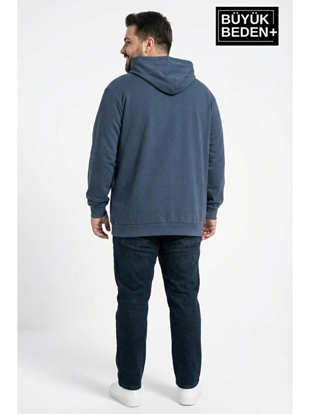 Mavi Erkek Büyük Beden İnce Kapüşonlu NY Newyork Baskılı İnce Sweatshirt SPR26BSW957-15-1