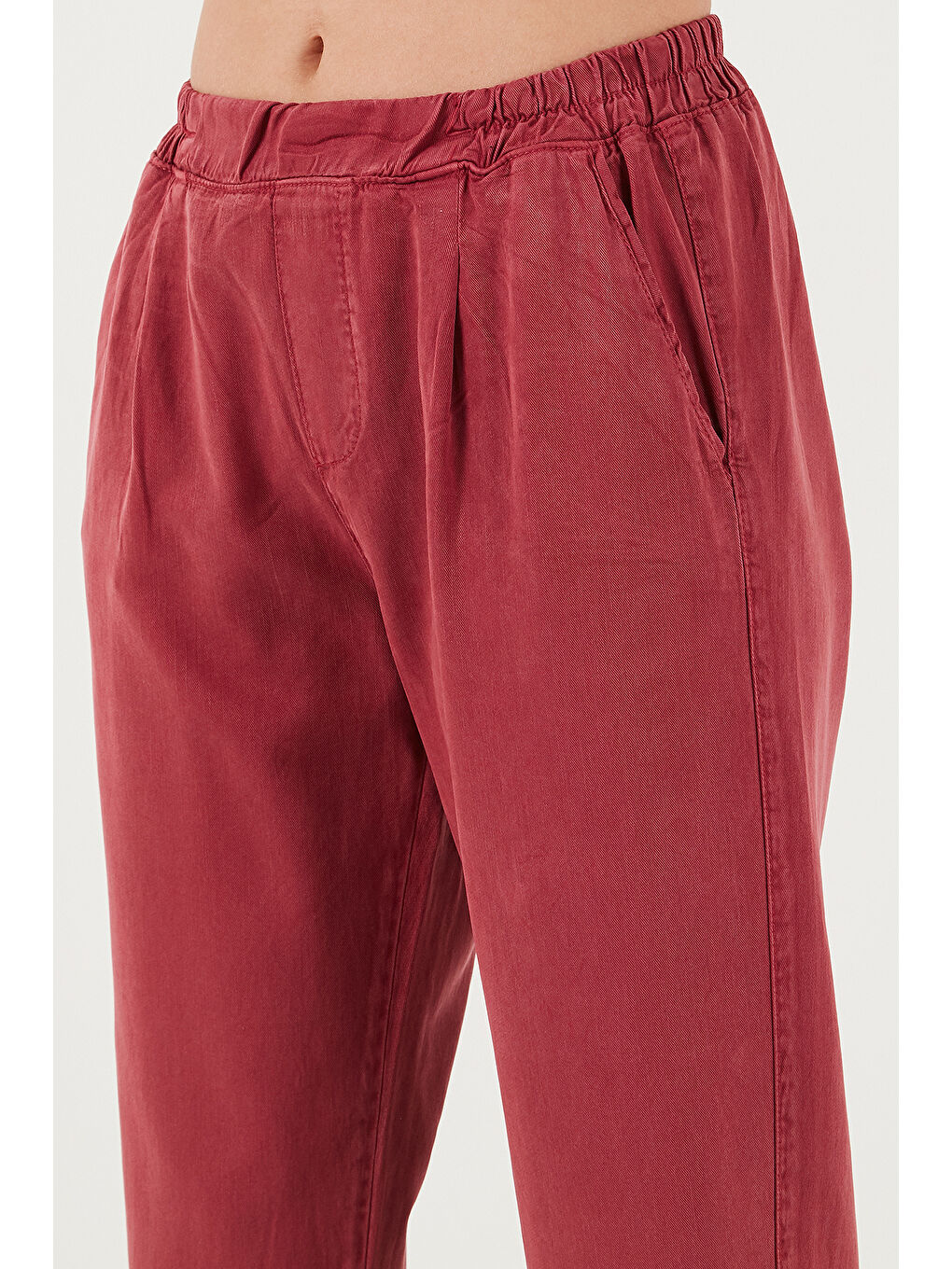 Bordo Slim Fit Normal Bel Boru Paça Pantolon 668Yp5372-5