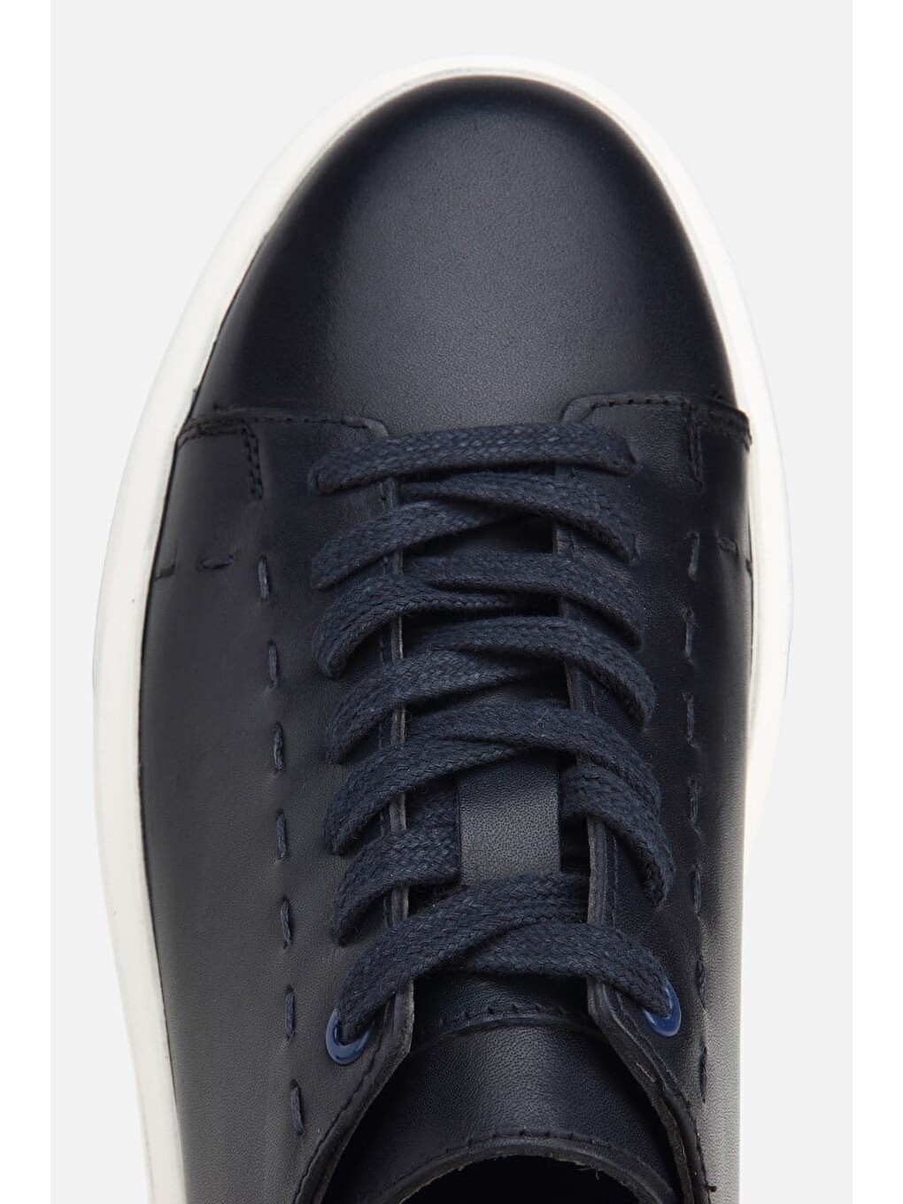 Erkek Lacivert Deri Bağcıklı Kalın Tabanlı Günlük Sneaker-3