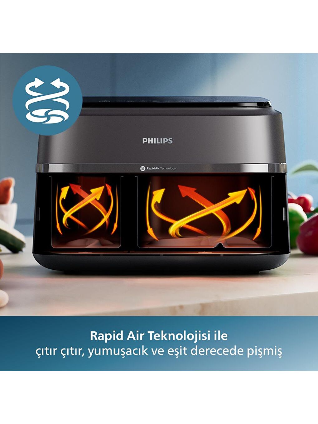 Philips Airfryer NA350/00 Çift Hazneli Fritöz - 2