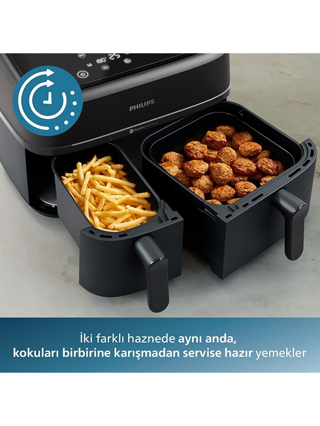 Philips Airfryer NA350/00 Çift Hazneli Fritöz - 3