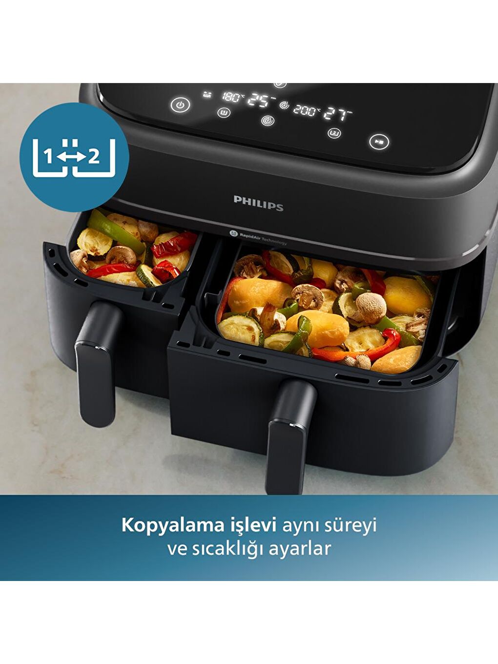 Philips Airfryer NA350/00 Çift Hazneli Fritöz - 5