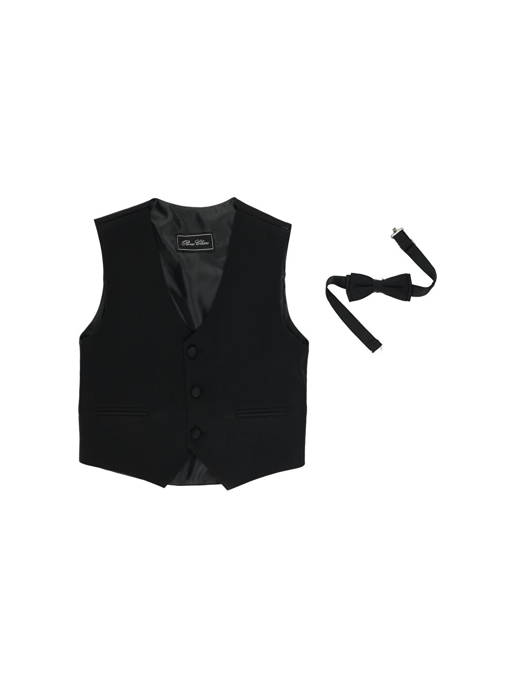 Erkek Çocuk Şal Yaka Yelekli Siyah Smokin Takım-1