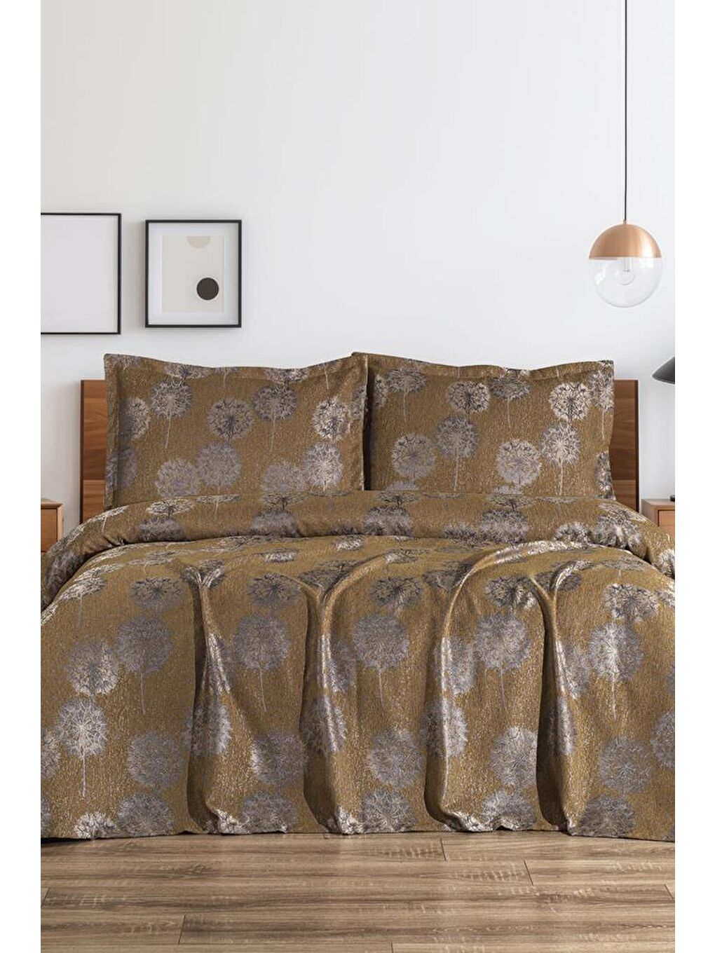 Karışık Ares 3 Parça Çift Kişilik Pike Takımı 230x250 Kahve