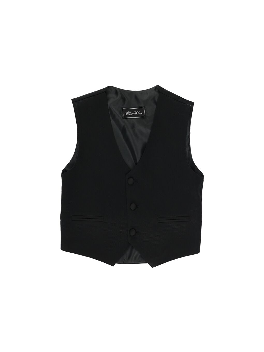 Erkek Çocuk Şal Yaka Yelekli Siyah Smokin Takım-2