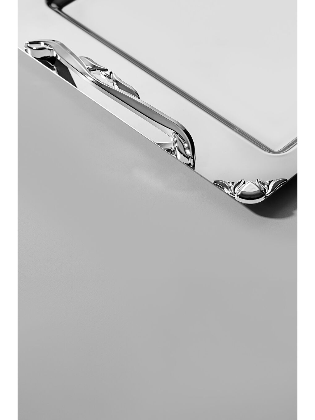 Gri Sare Saten Çelik Çay Tepsi-1