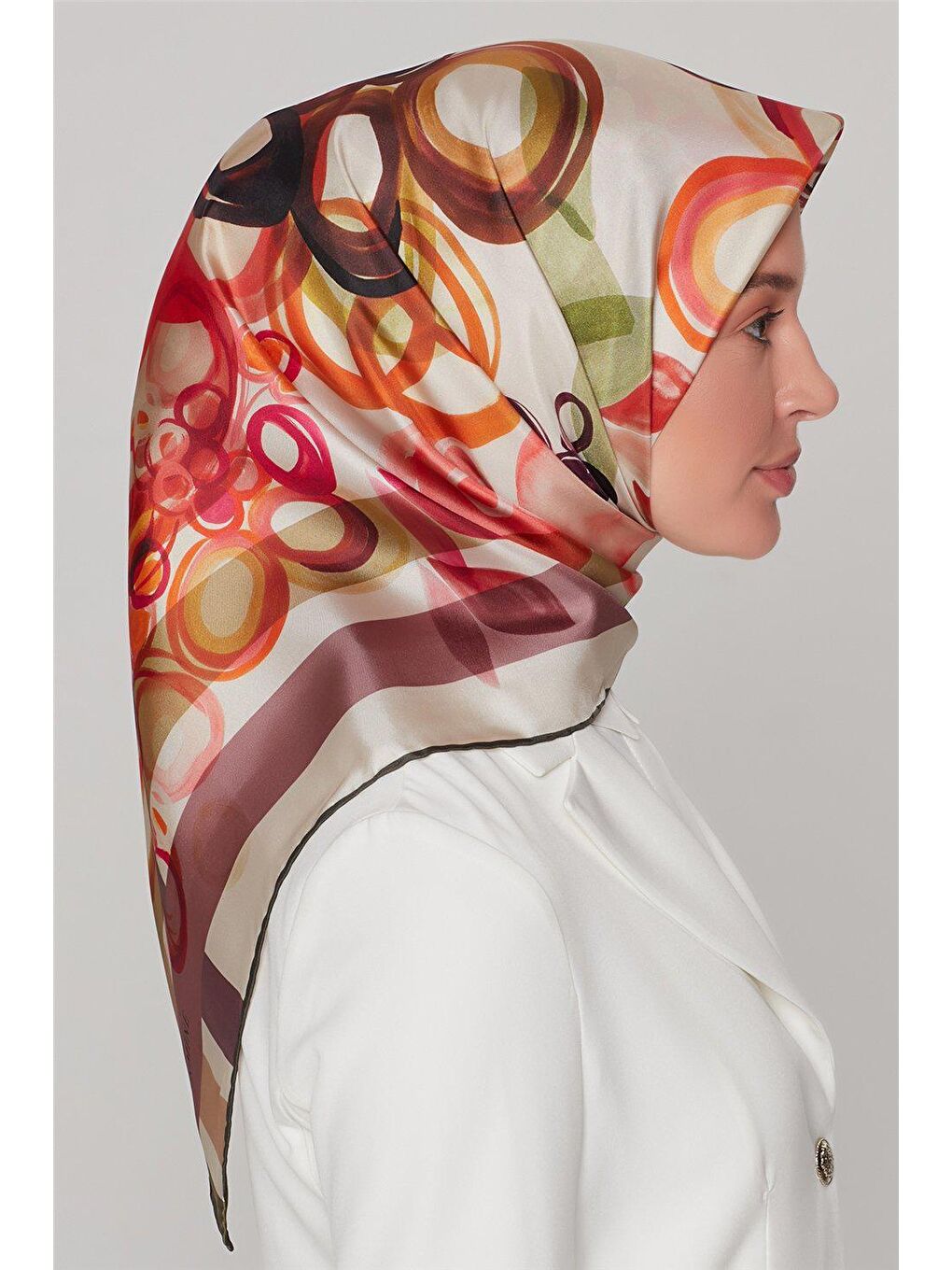 Karışık Nostalji Twill İpek Eşarp 18Ya7938 09-2