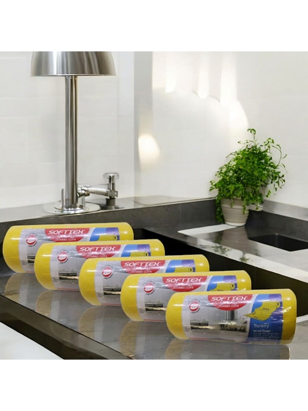 Technow Sari Softtex 15 Kesimli Sarı Kopar Kullan Rulo Temizlik Bezi 27x30 Cm 5 Adet