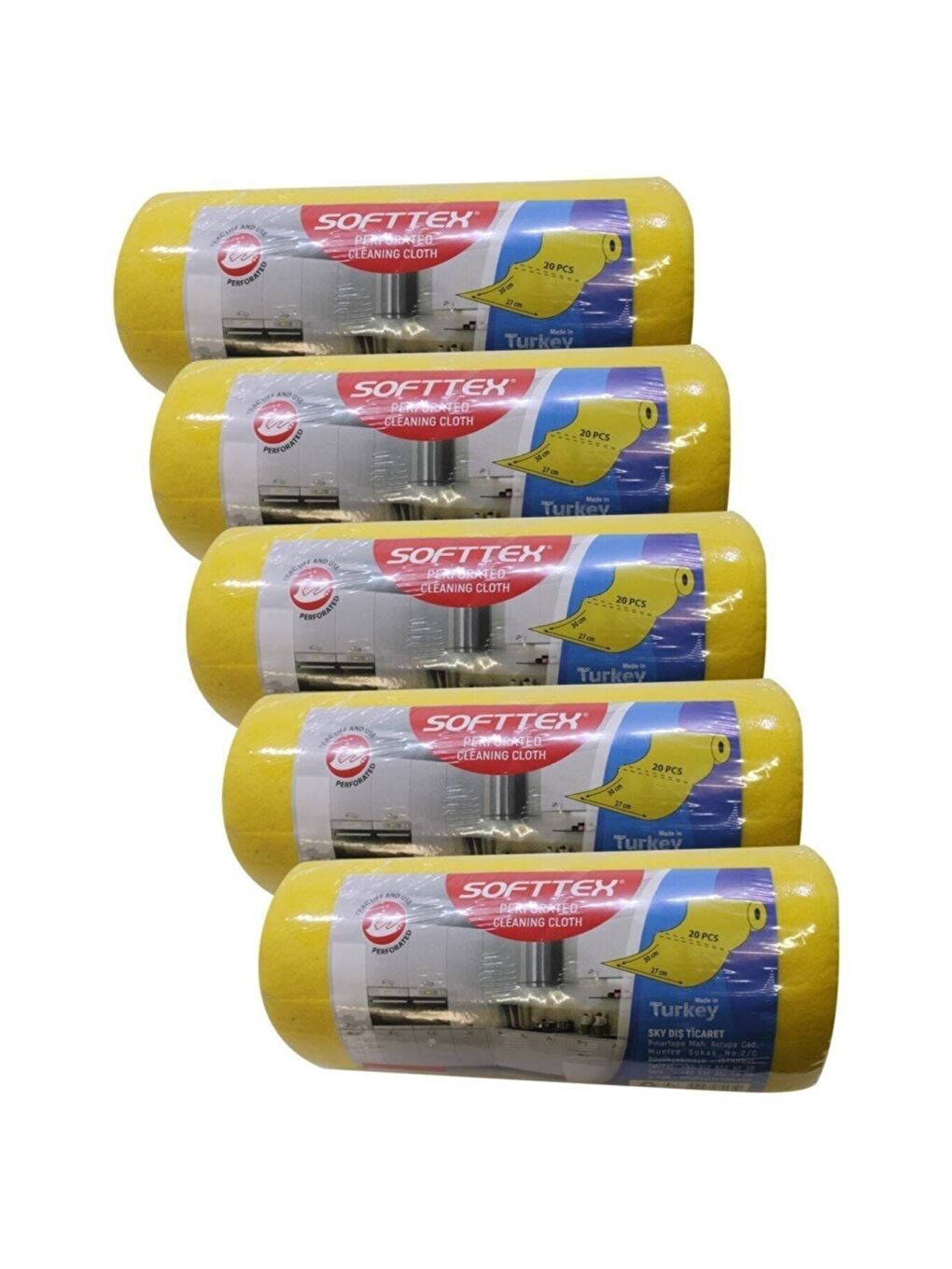 Technow Sari Softtex 15 Kesimli Sarı Kopar Kullan Rulo Temizlik Bezi 27x30 Cm 5 Adet - 1
