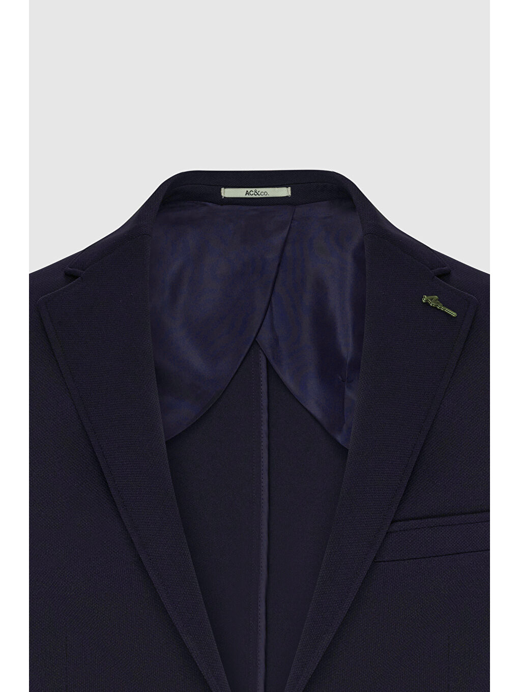 Erkek Lacivert Slim Fit Dar Kesim Mono Yaka Casual Ceket-6