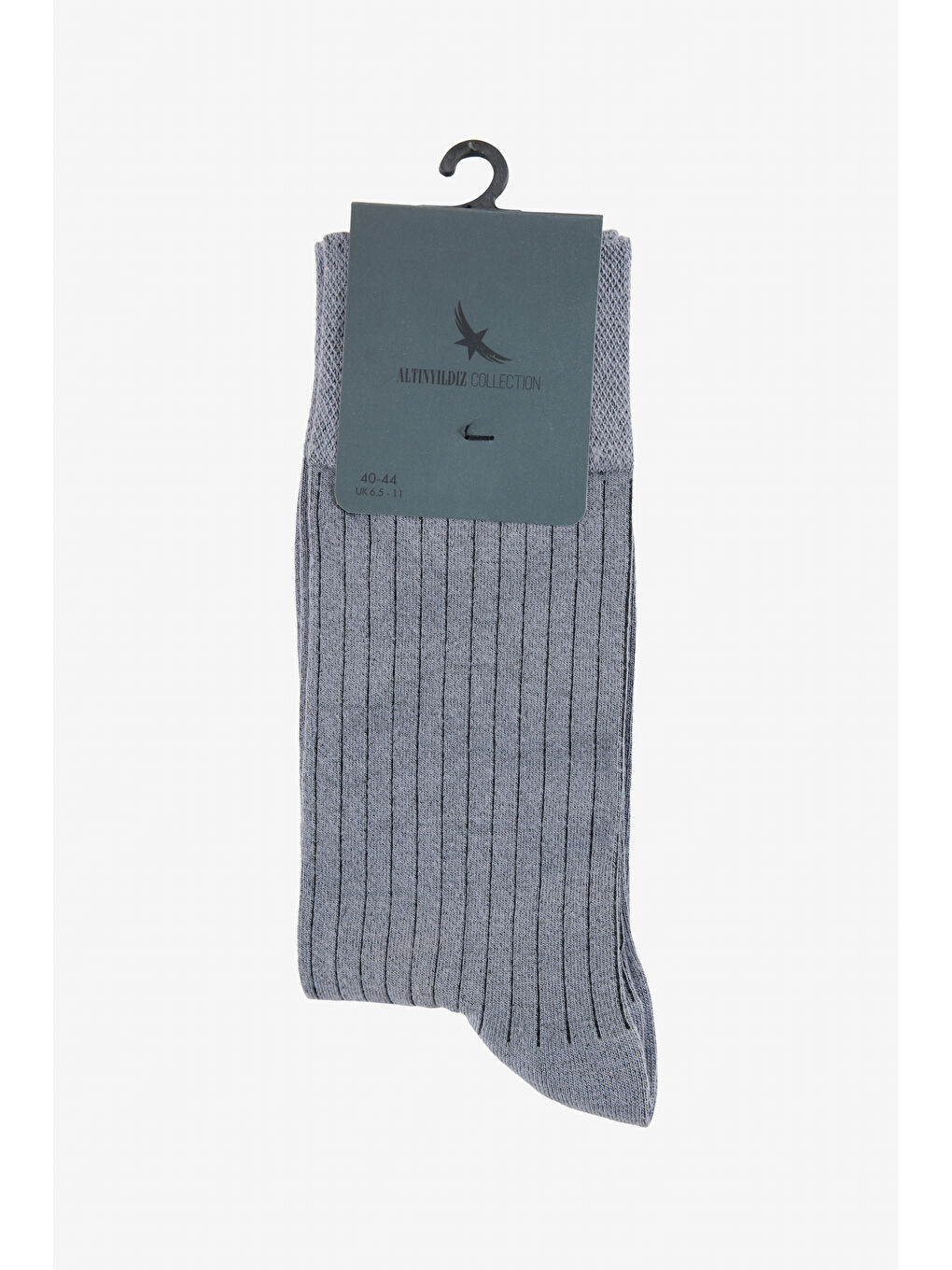 Erkek Gri-Siyah Desenli Tekli Çorap