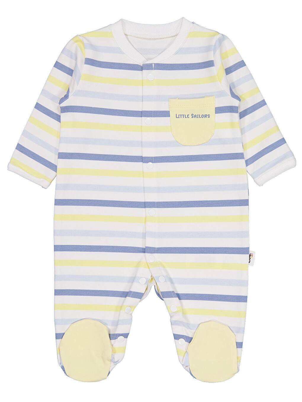 Baby Little Sailors Cep Baskılı Patikli 1-9 Ay Tulum - Kırık Beyaz