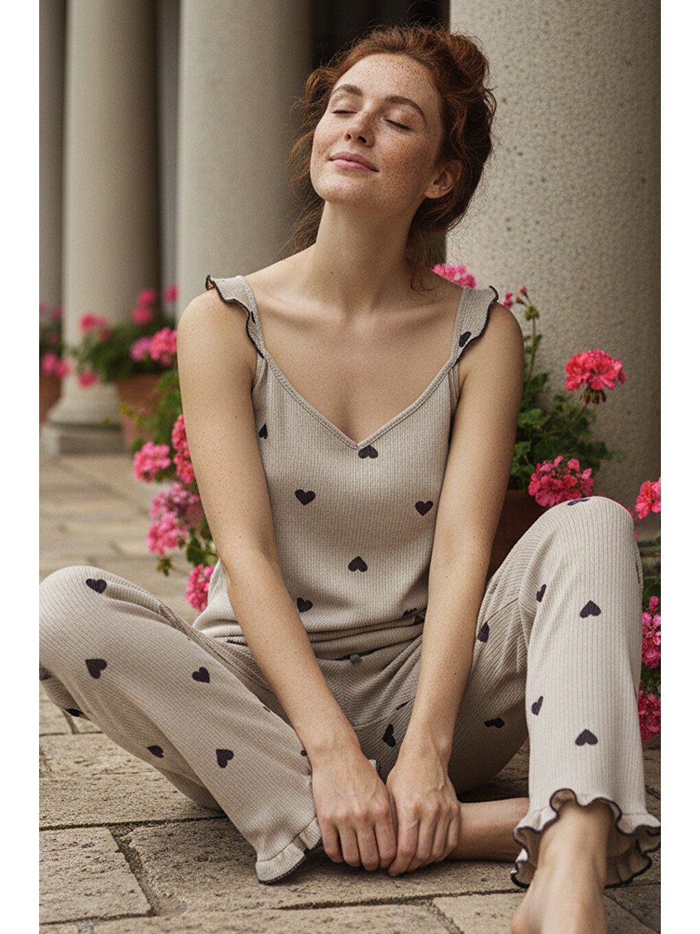 Yeşil Fitilli Kaşkorse Örme Pijama Takım 26120651-1