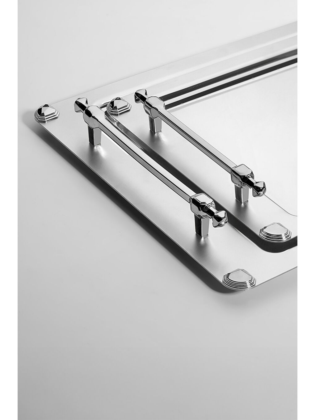 Gri Verona 2'li Saten Çelik Tepsi Seti-1