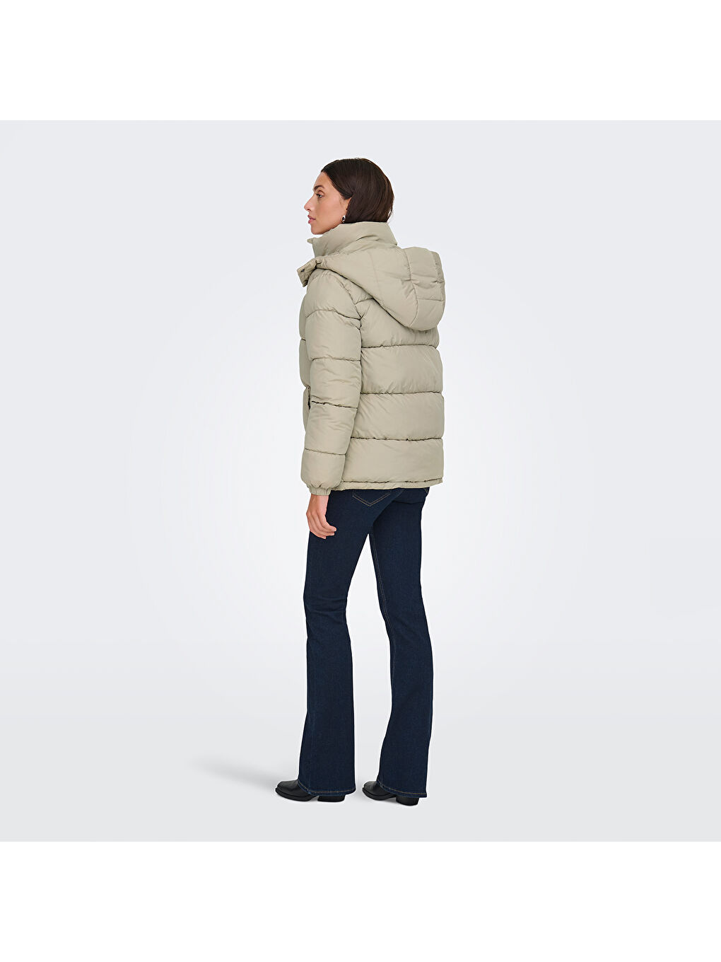 Esta Life Padded Kadın Bej Kapüşonlu Ceket-2