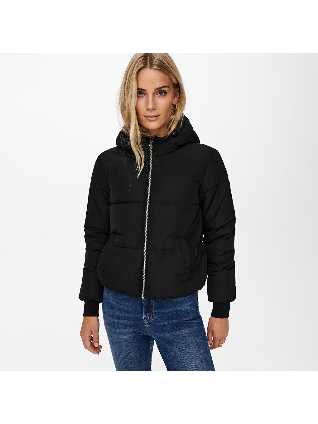 Newerica Life Short Kadın Siyah Kapüşonlu Ceket-1