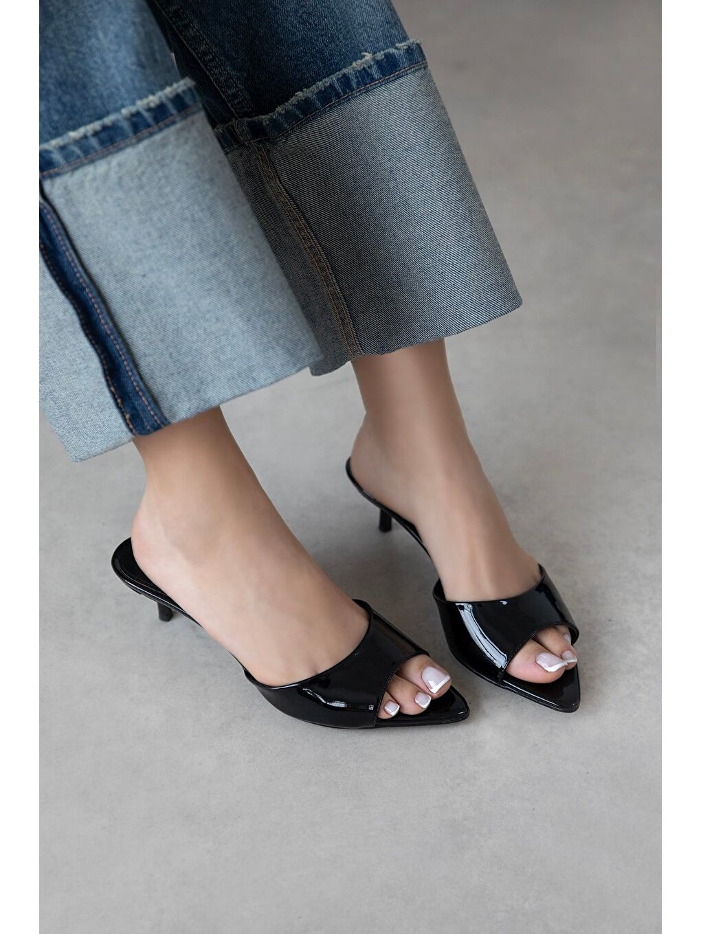 Randall Kadın Topuklu Rugan Terlik Siyah