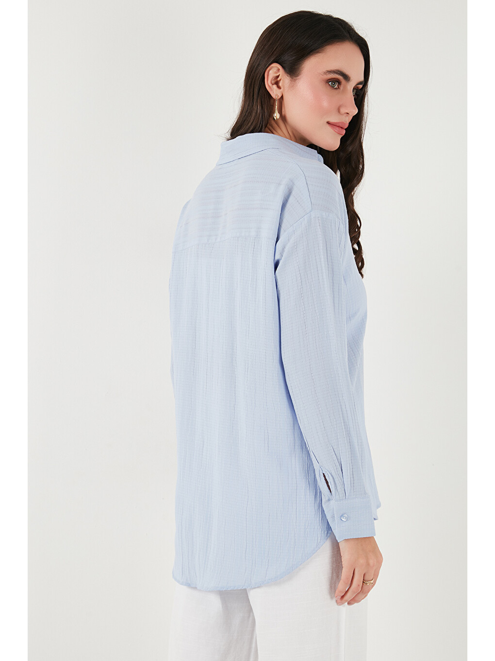 Mavi Regular Fit Uzun Kollu Dokulu Kadın Gömlek 6772799-6