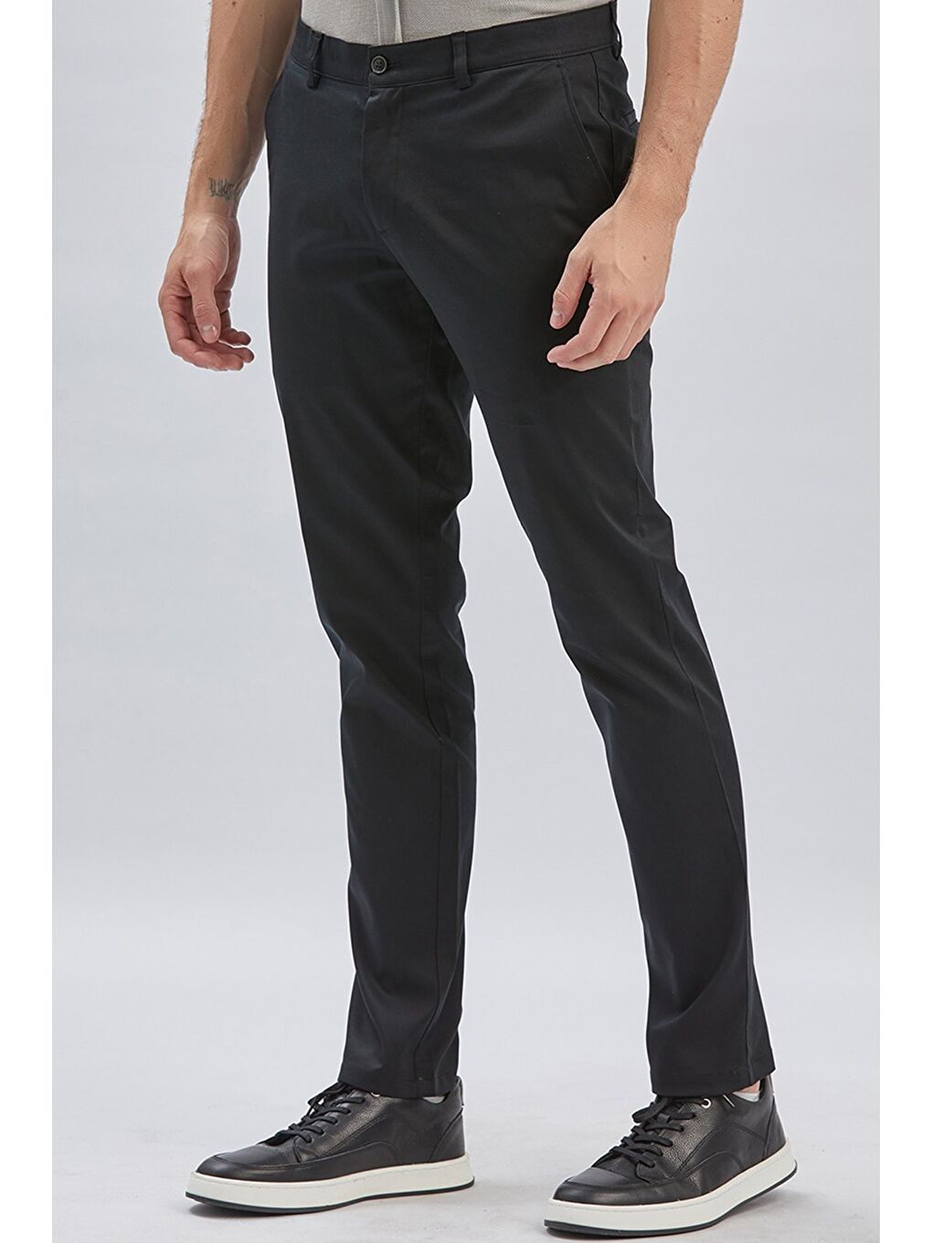Siyah Pamuklu Yandan Cepli Casual Slim Fit Chino Pantolon 1003240161-2