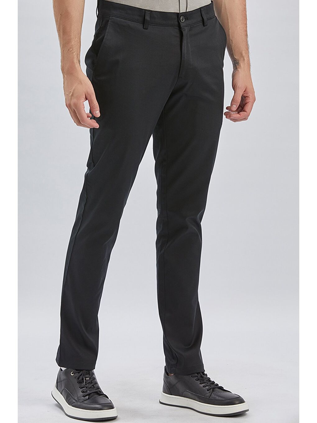 Siyah Pamuklu Yandan Cepli Casual Slim Fit Chino Pantolon 1003240161-3