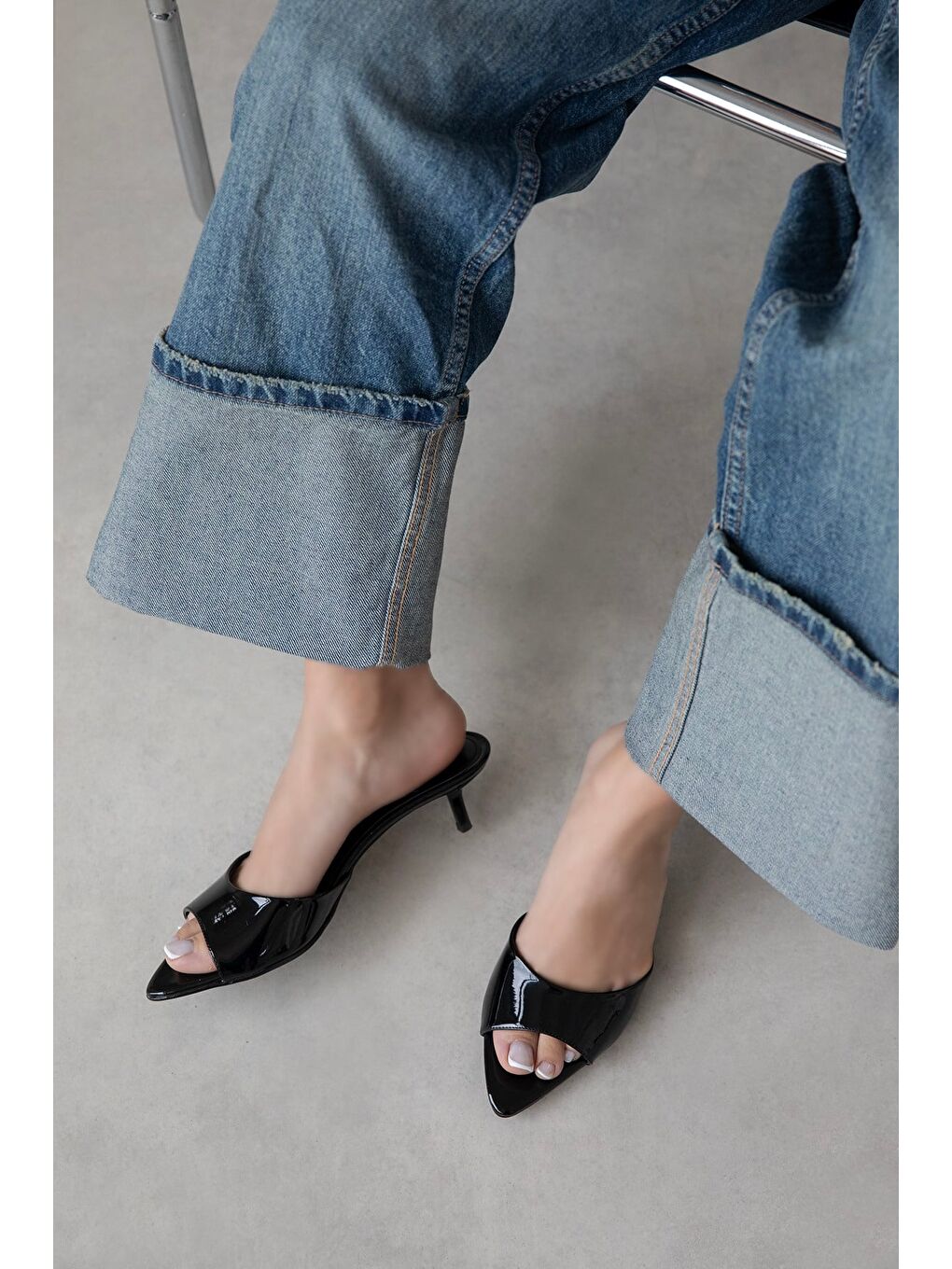 Randall Kadın Topuklu Rugan Terlik Siyah-2