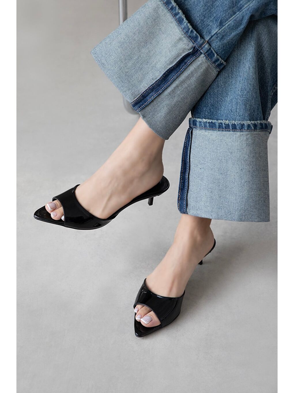 Randall Kadın Topuklu Rugan Terlik Siyah-3