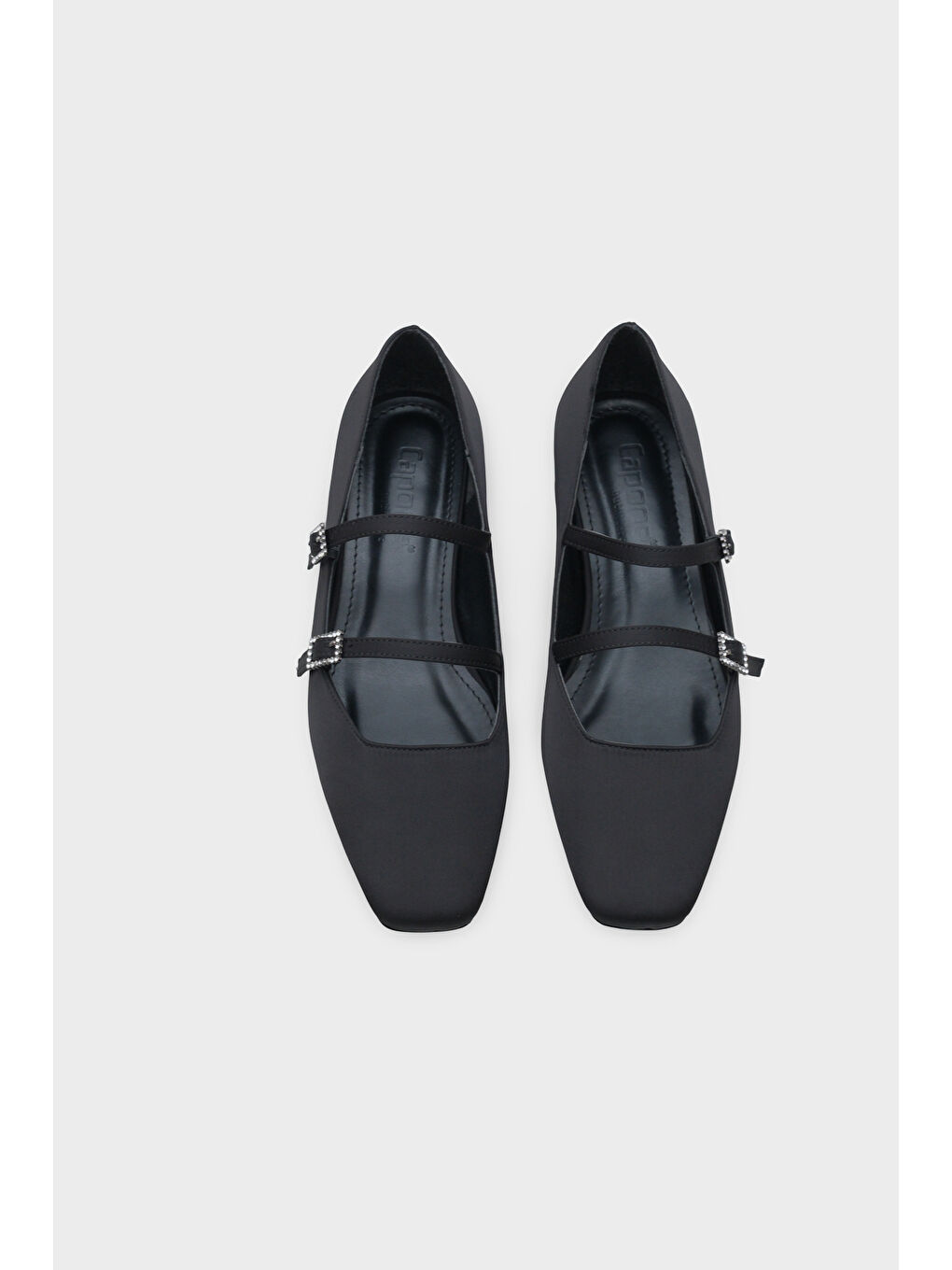 Siyah Katheryn Küt Burunlu Kısa Topuklu Taşlı Tokalı Saten Mary Jane Kadın Ayakkabı-5