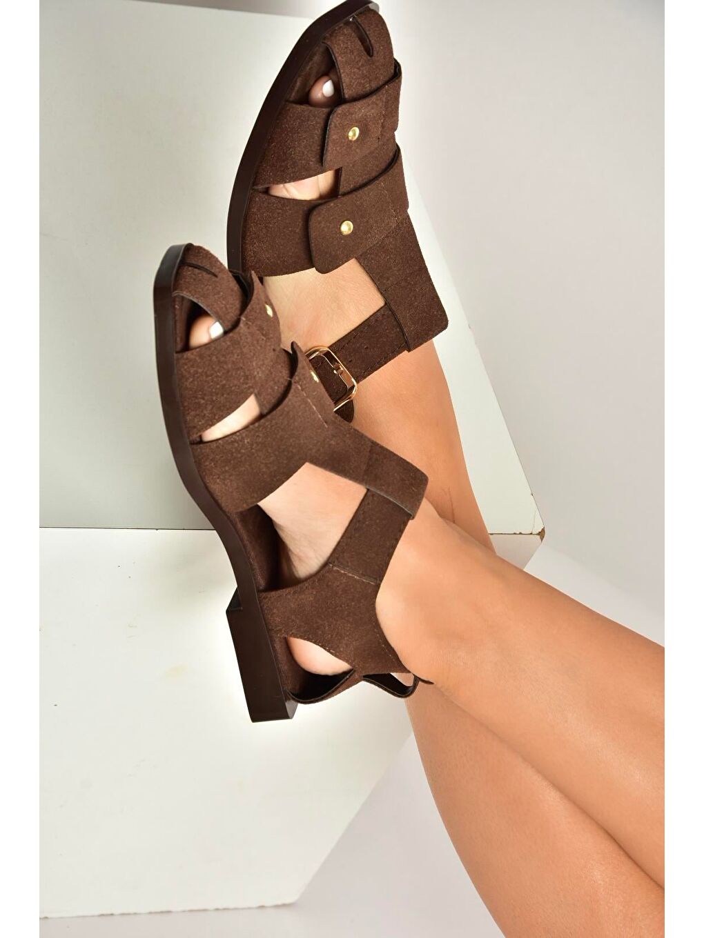 Kahverengi Kadın Sandalet Y458102502-3