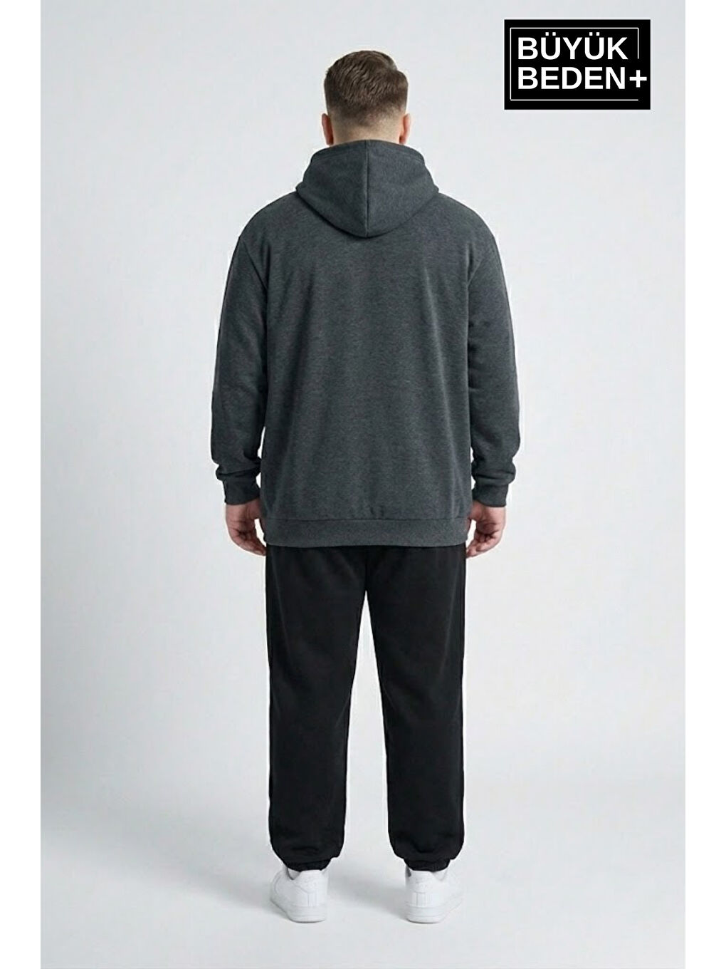 Antrasit Erkek Büyük Beden İnce Kapüşonlu NY Newyork Baskılı İnce Sweatshirt SPR26BSW957-15-2