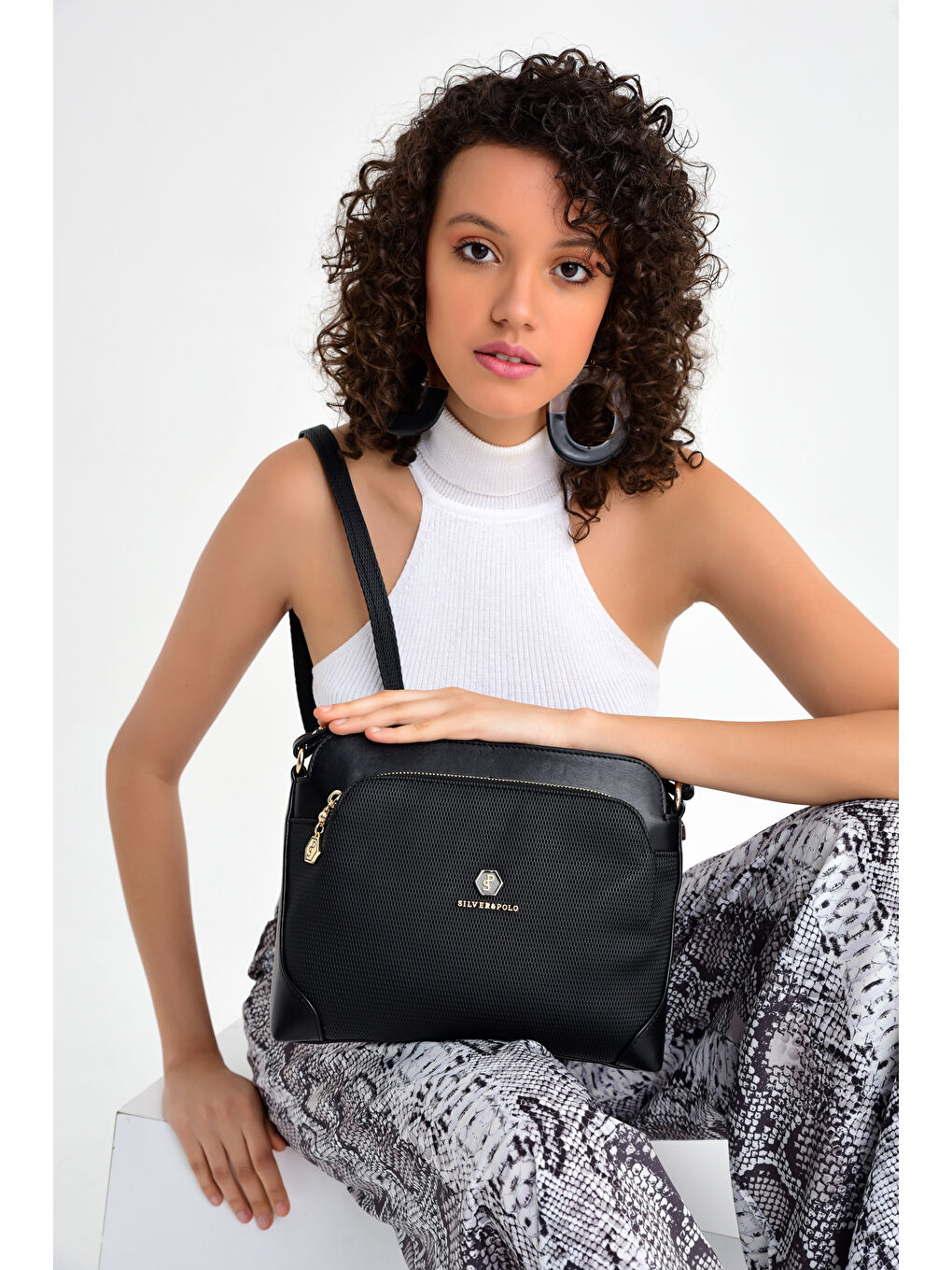 Siyah Kadın Omuz Çantası 364-15672 SILVER POLO M86 SİYAH-MAT SİYAH-1