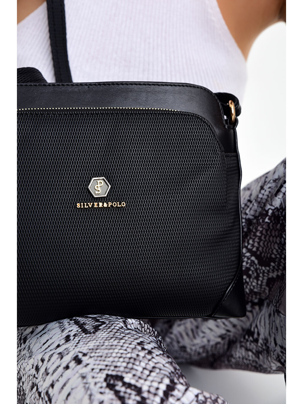 Siyah Kadın Omuz Çantası 364-15672 SILVER POLO M86 SİYAH-MAT SİYAH-2