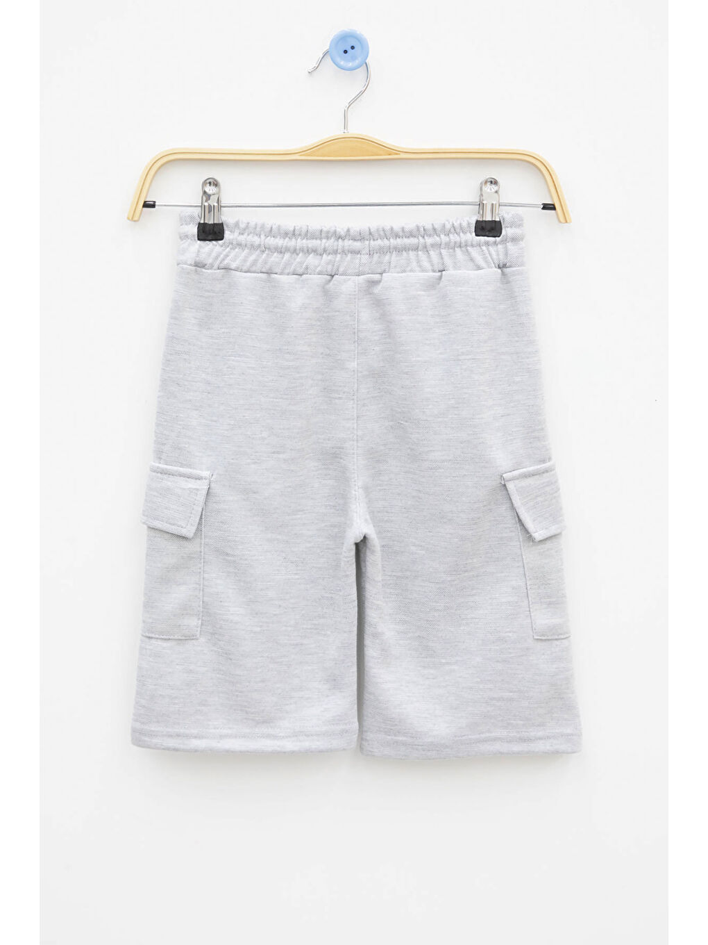 Gri Beli Lastikli Çift Kargo Cepli Erkek Çocuk Şort 21180-1