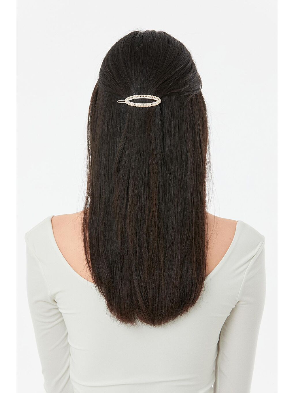 Ekru Taşlı İncili Toka