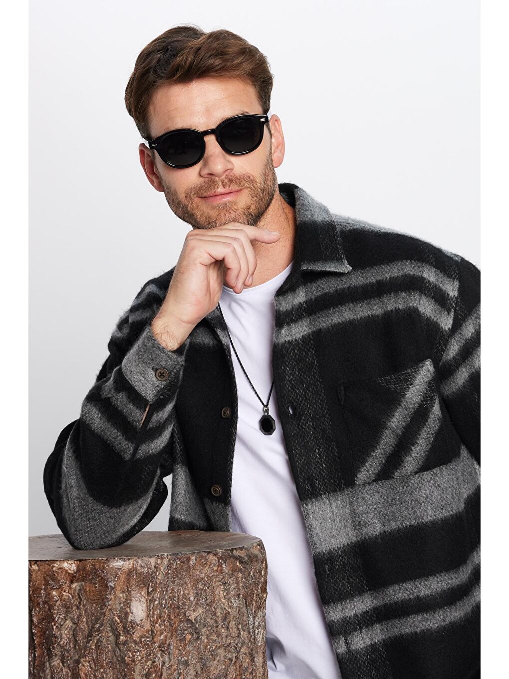 Karışık Erkek Relax Fit Rahat Kesim Oduncu  Tek Cepli Kareli Kışlık Şardonlu Gömlek