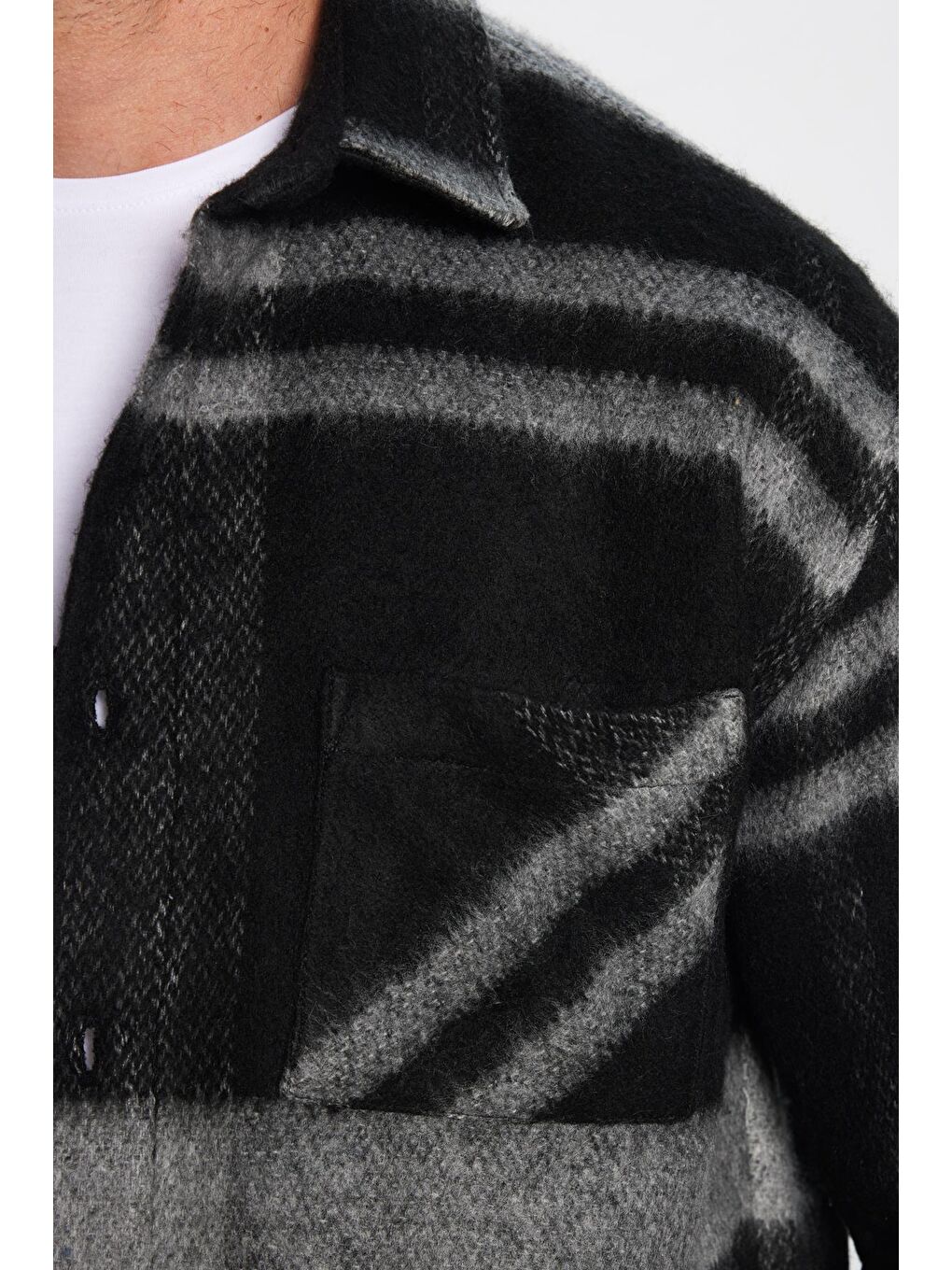 Karışık Erkek Relax Fit Rahat Kesim Oduncu  Tek Cepli Kareli Kışlık Şardonlu Gömlek-3