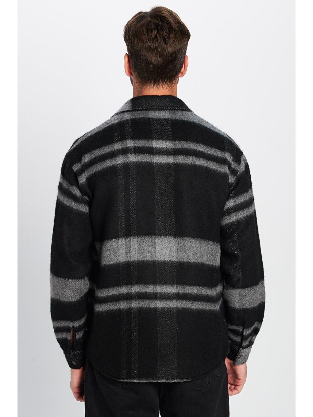 Karışık Erkek Relax Fit Rahat Kesim Oduncu  Tek Cepli Kareli Kışlık Şardonlu Gömlek-4