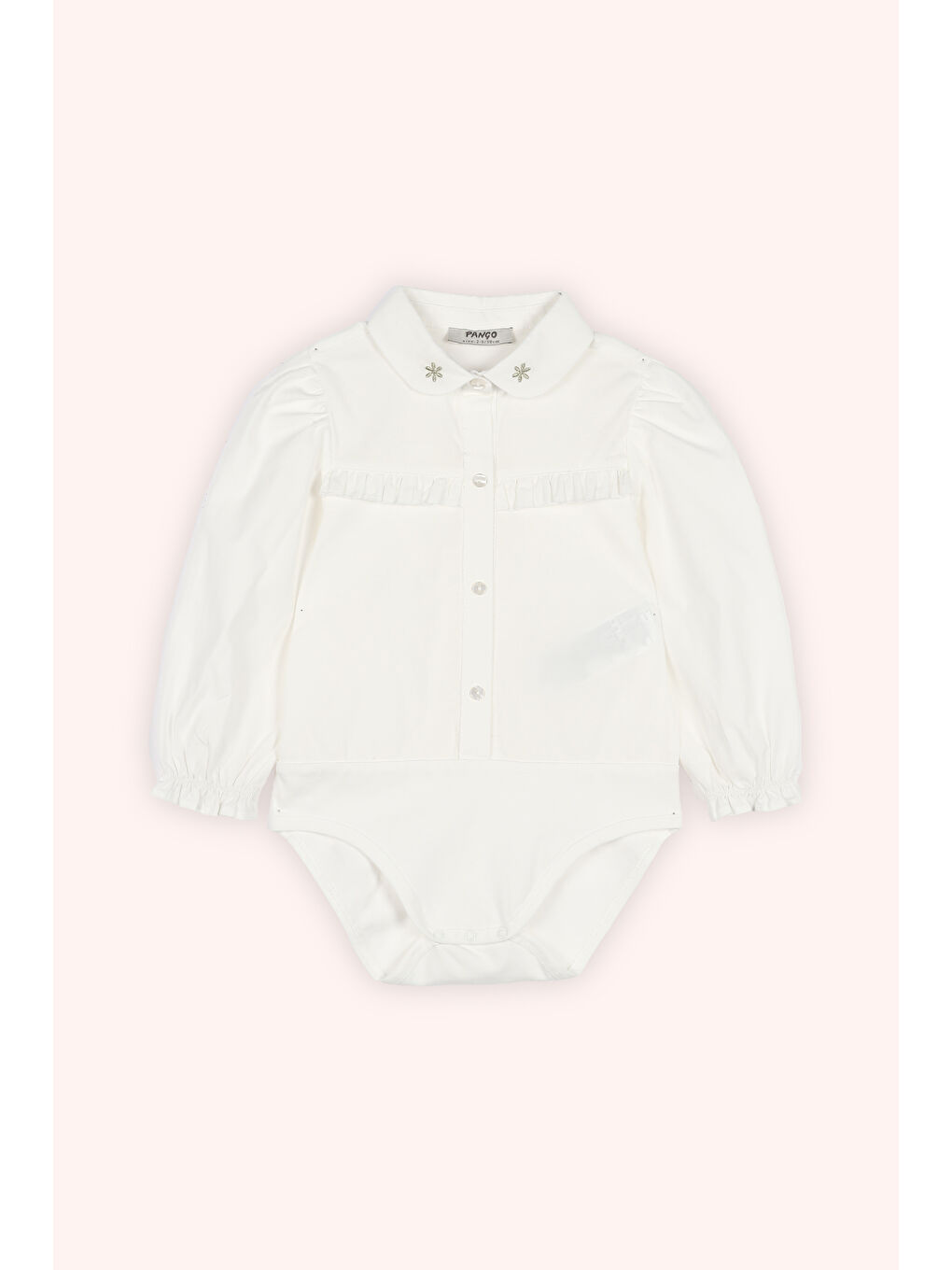 Kız Çocuk Nakış Detaylı Body Gömlek Ekru