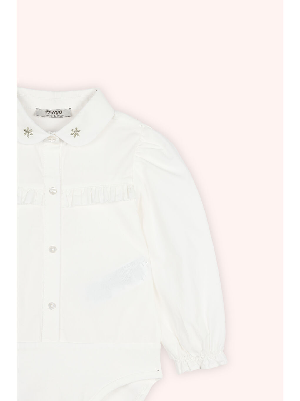 Kız Çocuk Nakış Detaylı Body Gömlek Ekru-2