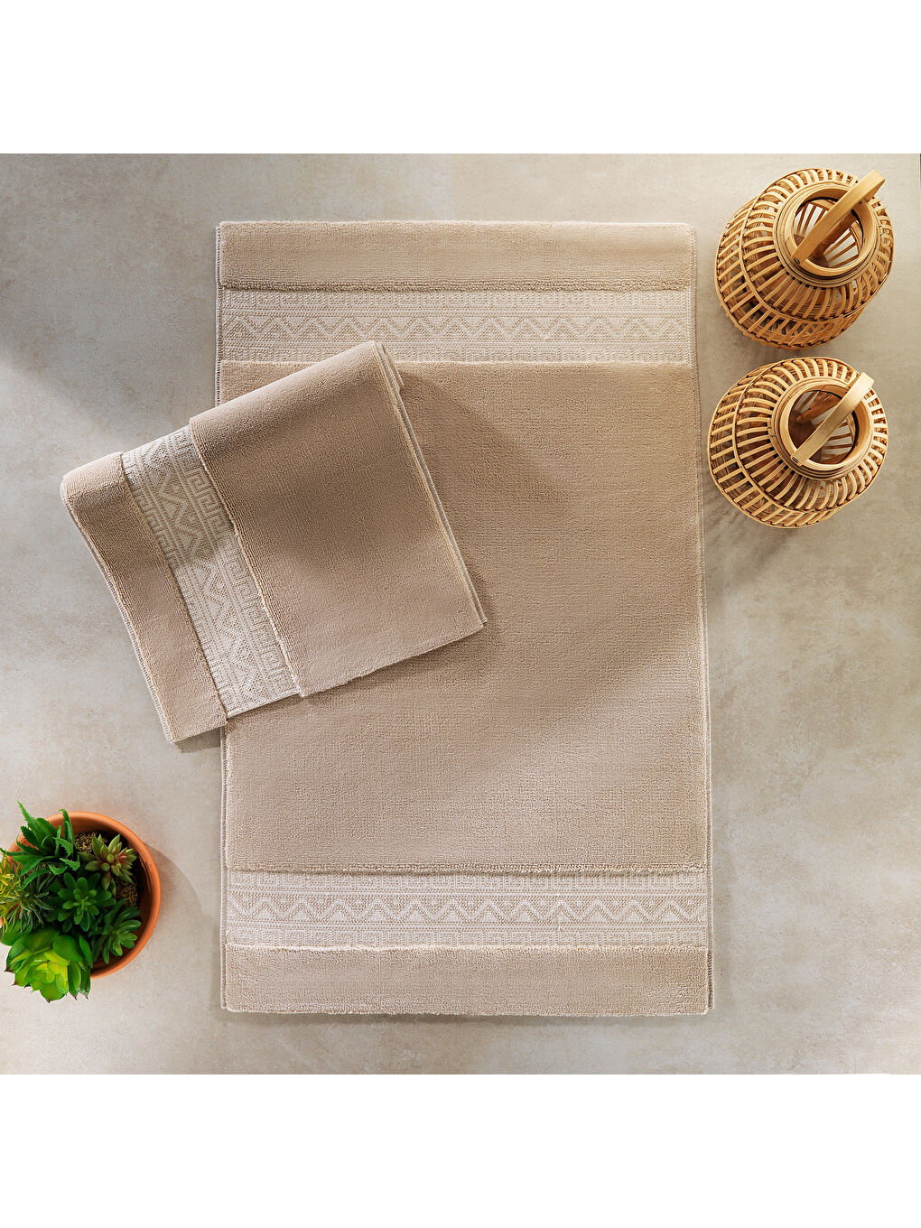 Home Julia 2’li Pamuk Banyo Paspası 60x100 / 40x60 Cm - Bej