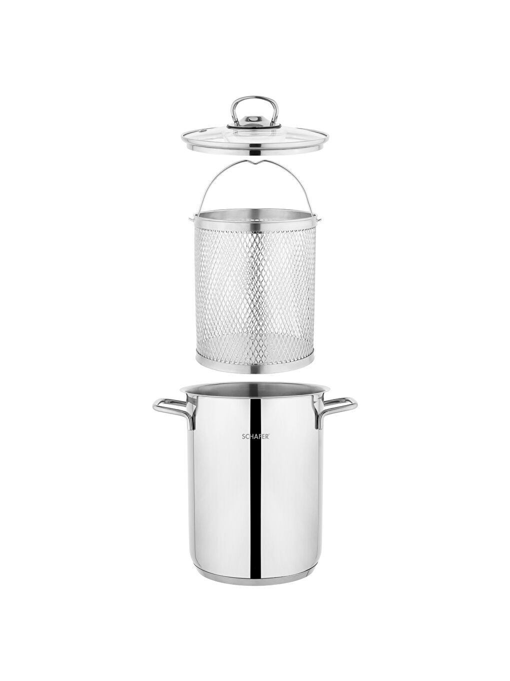 Gri Gurme Kuşkonmaz ve Kızartma Tenceresi 3 Parça-Inox-2