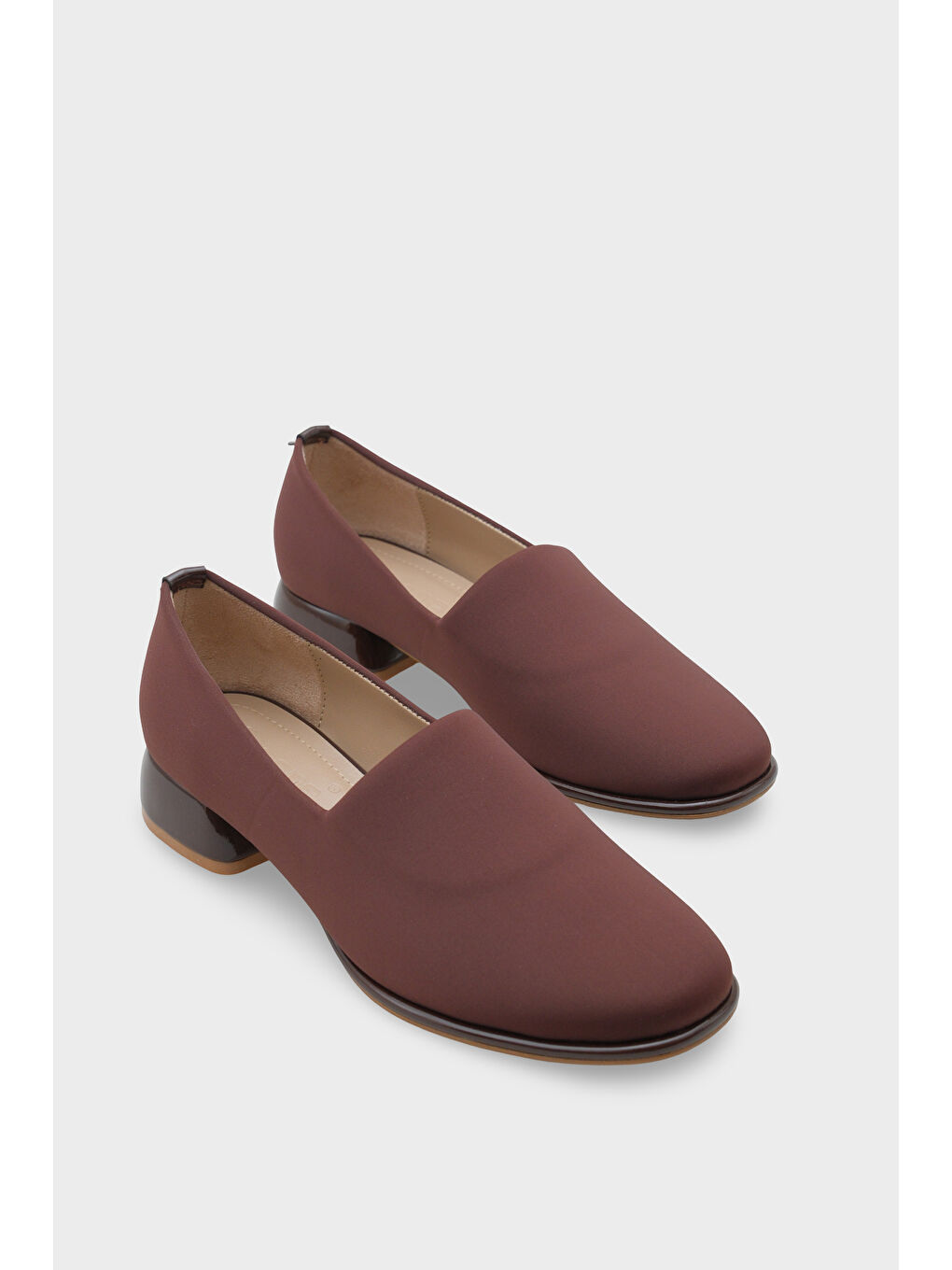 Kahverengi Rosy Streç Kısa Topuklu Konfor Kadın Ayakkabı-1