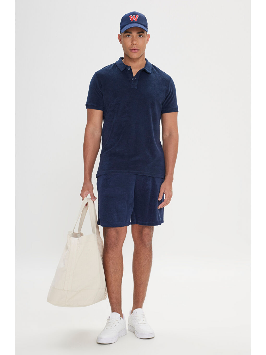 Erkek Lacivert Standart Fit Normal Kesim Havlu Şort-1